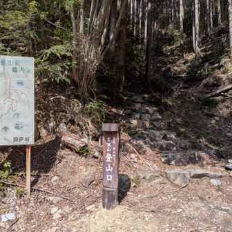 岩屋～御坂峠ルート 高賀山登山口。高賀登山道