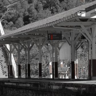 お昼の鳩ノ巣駅も誰一人いない(ｸｽｸｽ)