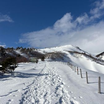 大黒天までは、エコーラインと登山道で。
エコーラインは積雪30センチくらい。
登山道は踏み抜き注意