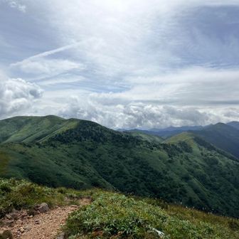 右がニセ巻機山、左が巻機山