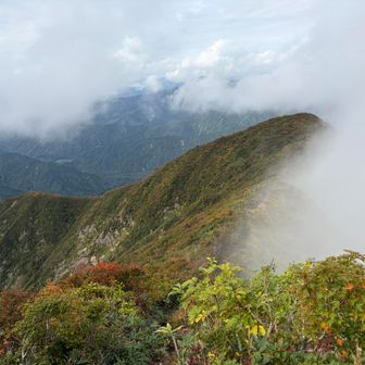 一の塔からはアップダウンあり。
祝瓶山手前で振り返る。
紅葉は少し色づいた程度かな？
