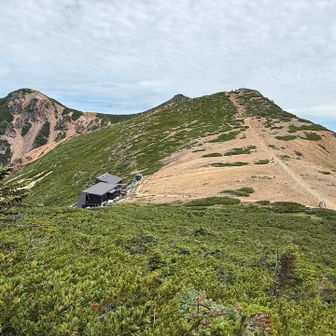 箕冠山から根石岳へ向かう途中

根石山荘が見えました