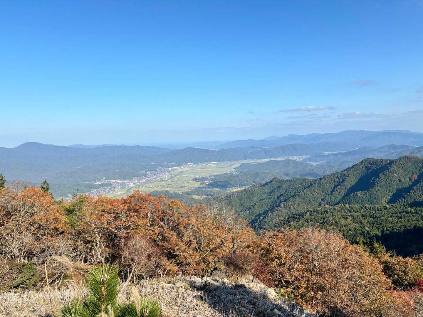 登り始め10分足らずに
「雲海スポット」
快晴、朝遅いのもあり全く見られず