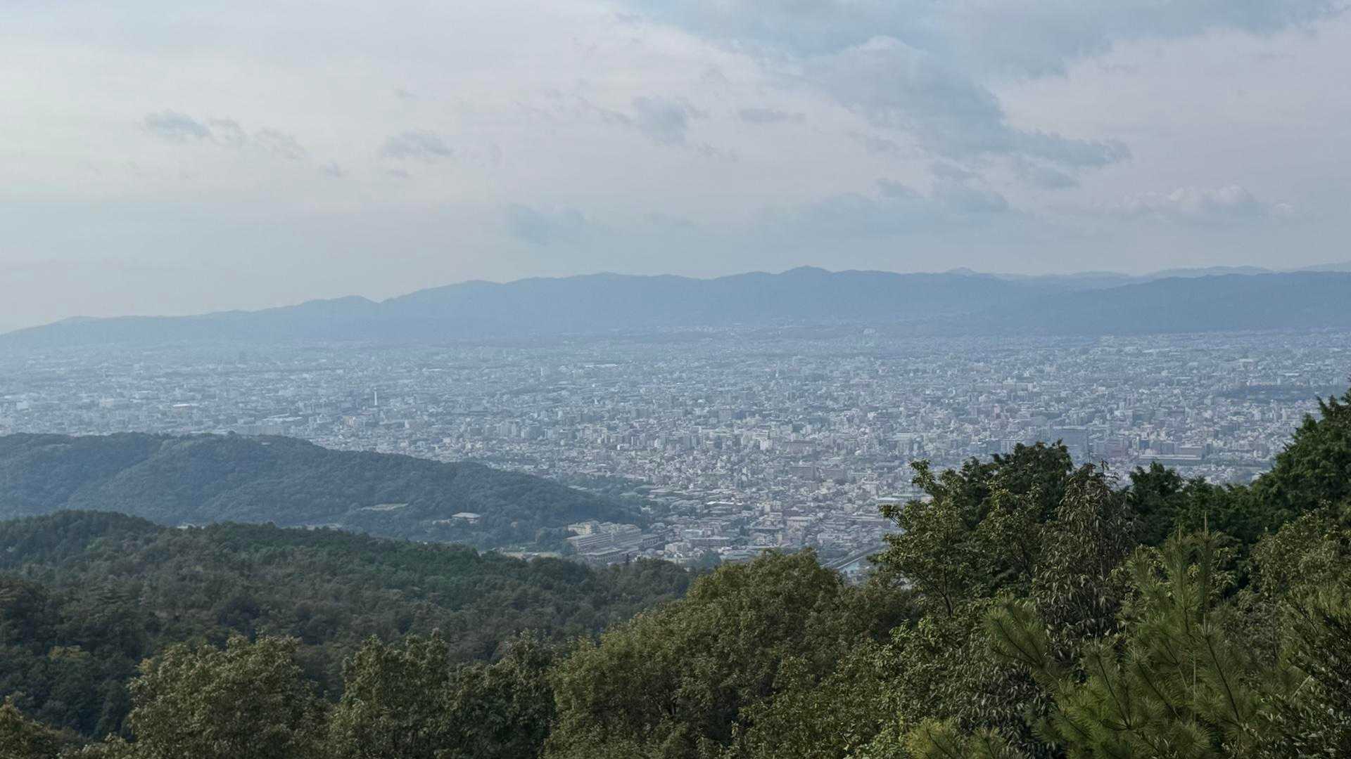 少し霞んでいたけど京都の街がよく見えました