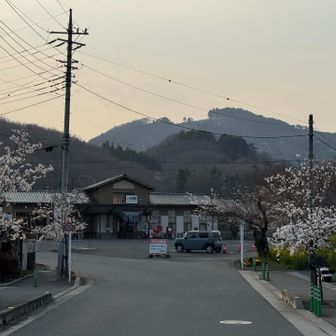 宝登山バックに上長瀞駅