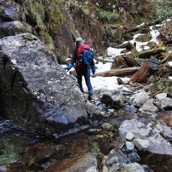 渡渉、雪が出てきました