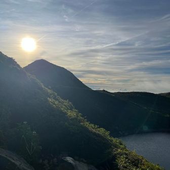 下山中に…太陽、中岳、御池のコラボ✨