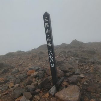 ガス、ガス頂上までこれた。達成感だけで眺望はなくてよいです。
眺望がよければ、あと一座は、縦走したかったんですが下山することにしました。