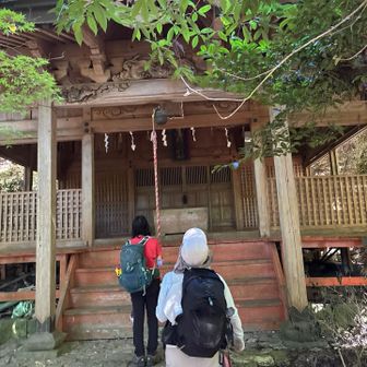 山頂まで後14分位の所に神社⛩️
お参りして行きます♪