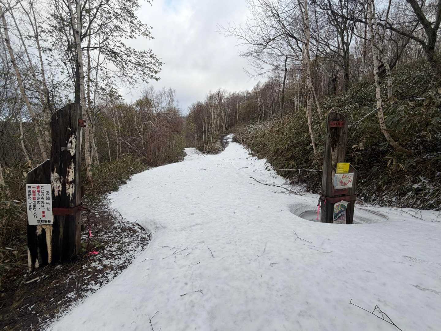 ゲートの鎖は外れてました
雪の重みで破損するからでしょうか