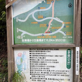 案内図、橙色の登山道を上がります。