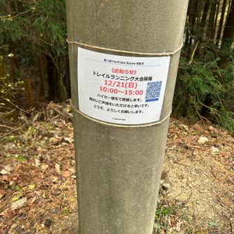 東峠の電柱にトレラン大会の案内が