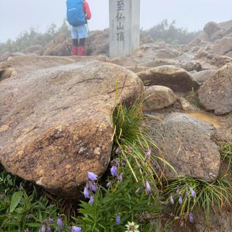 雨が降ったり止んだり、山頂に到着