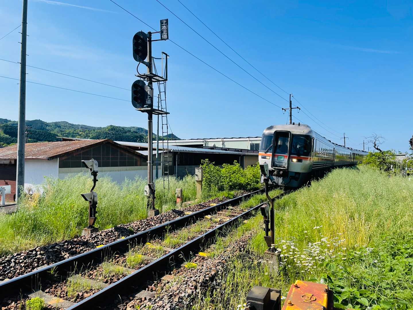 踏切で、ちょうど電車🚃きたー！
JR高山本線