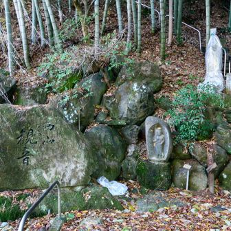 登り口にある西山観音碑
全菩薩様に、何故か???ビニール袋を被ってました。