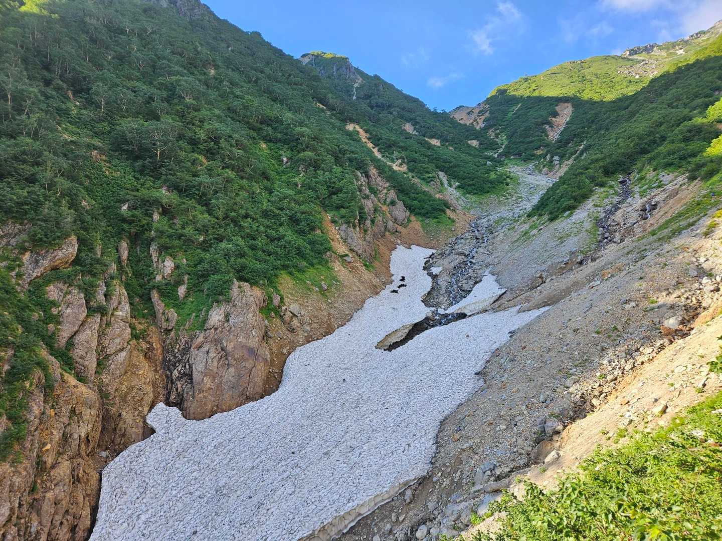 針ノ木雪渓⛄
かなり規模は小さくなっています

雪渓は通行出来ません⚠️