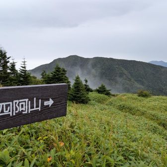 次はあそこにある四阿山へ。
一旦降りてから登り返し。
