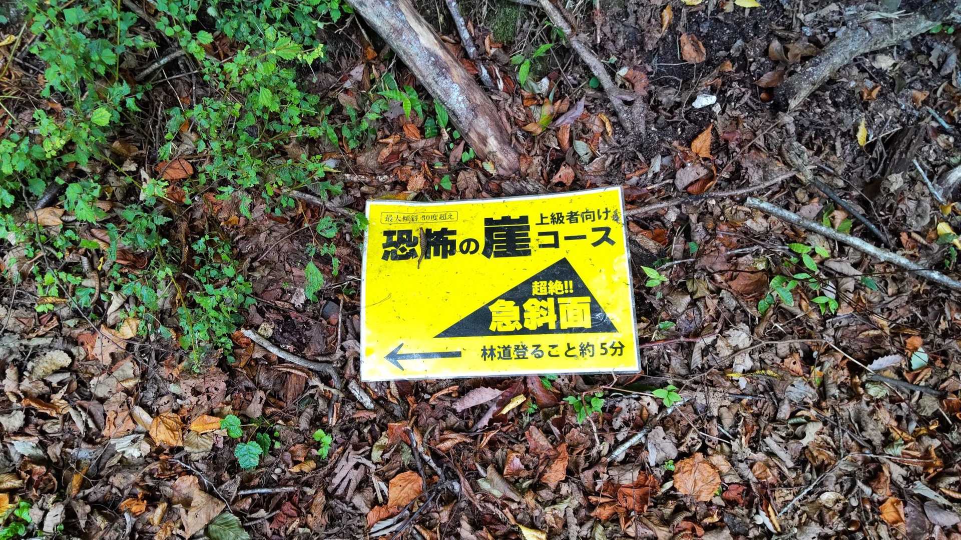 あら、こんな看板が落ちてる
「超絶急斜面」⁉️