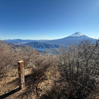 岩の上に乗ってみて。左手には鬼ヶ岳、雪頭ヶ岳。奥左には大室山、蛭ヶ岳、杓子山、石割山、大平山、少し離れて金時山が見えます。