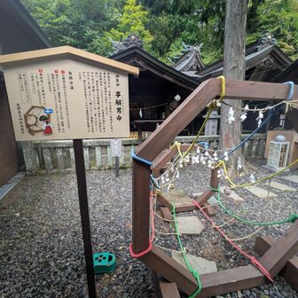 厄払いみたいな不思議な仕掛けもありました。
願いを浮かべながら大→小と潜るのだそうです。

先ほどの舗装林道をテクテク歩きで、国道碓氷峠に戻りました。