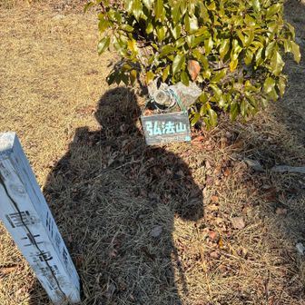 弘法大師さんの後ろに、弘法山の三角点があります。