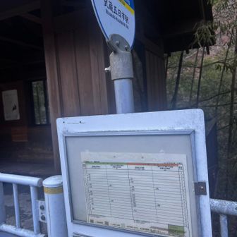 温泉センターバス停。帰りはここからバスに乗る。