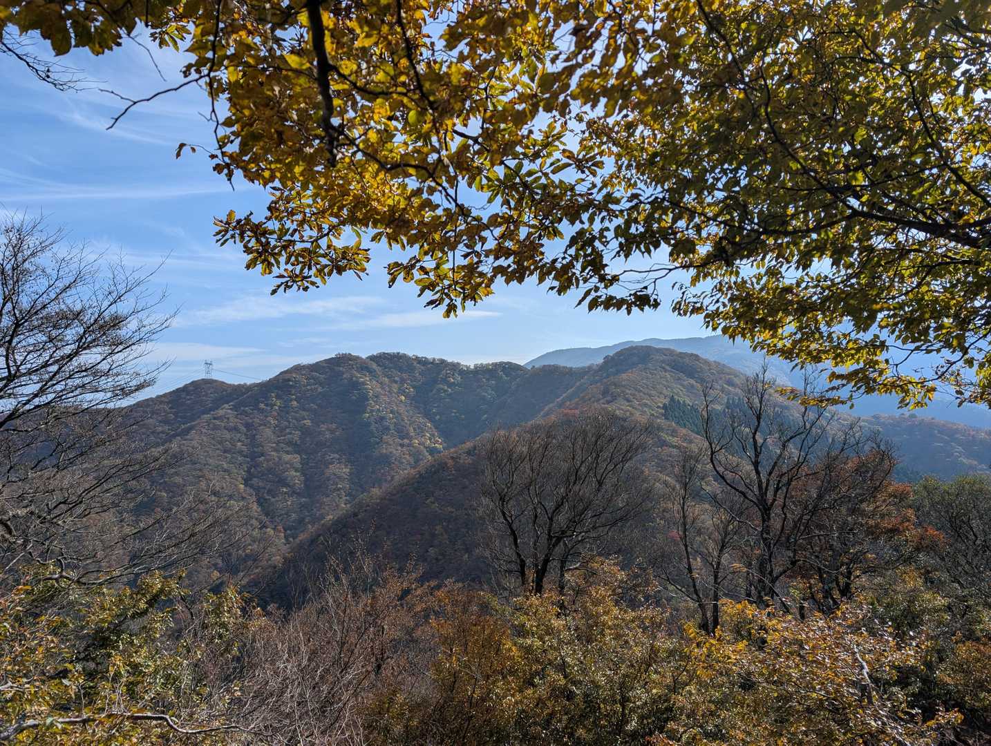 ⛰️振り返ると今まで歩いてきた県境の尾根が見えました。