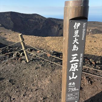 三原山山頂に到着です⛰️
標高758m
火口と一緒に📸