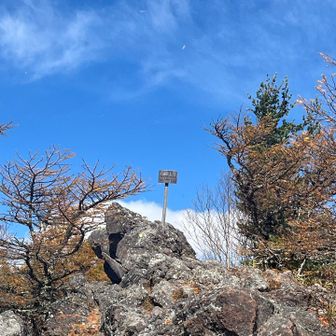 帰ります。
山頂標識とお別れ