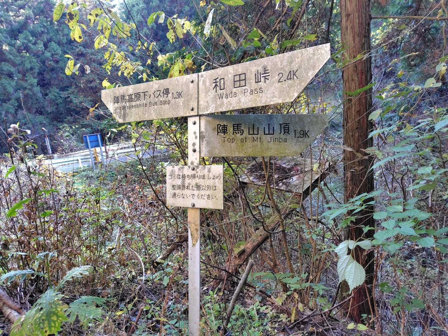 🅿️から車道を歩いてここから、陣馬山登山道に入ります
