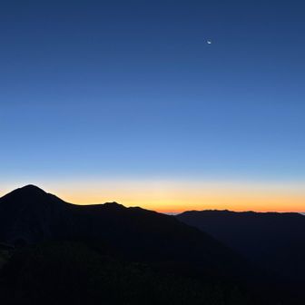 日の出直前の鷲羽岳