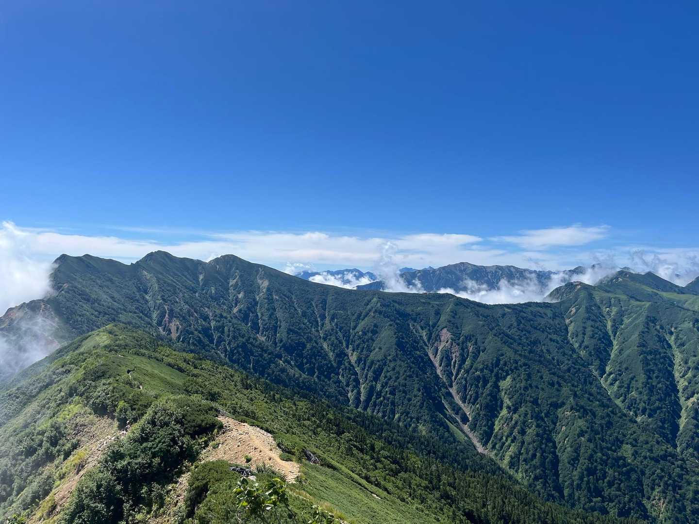 柏原新道登山口-爺ヶ岳-布引山-鹿島槍ヶ岳-鹿島槍ヶ岳-口 縦走コースの写真