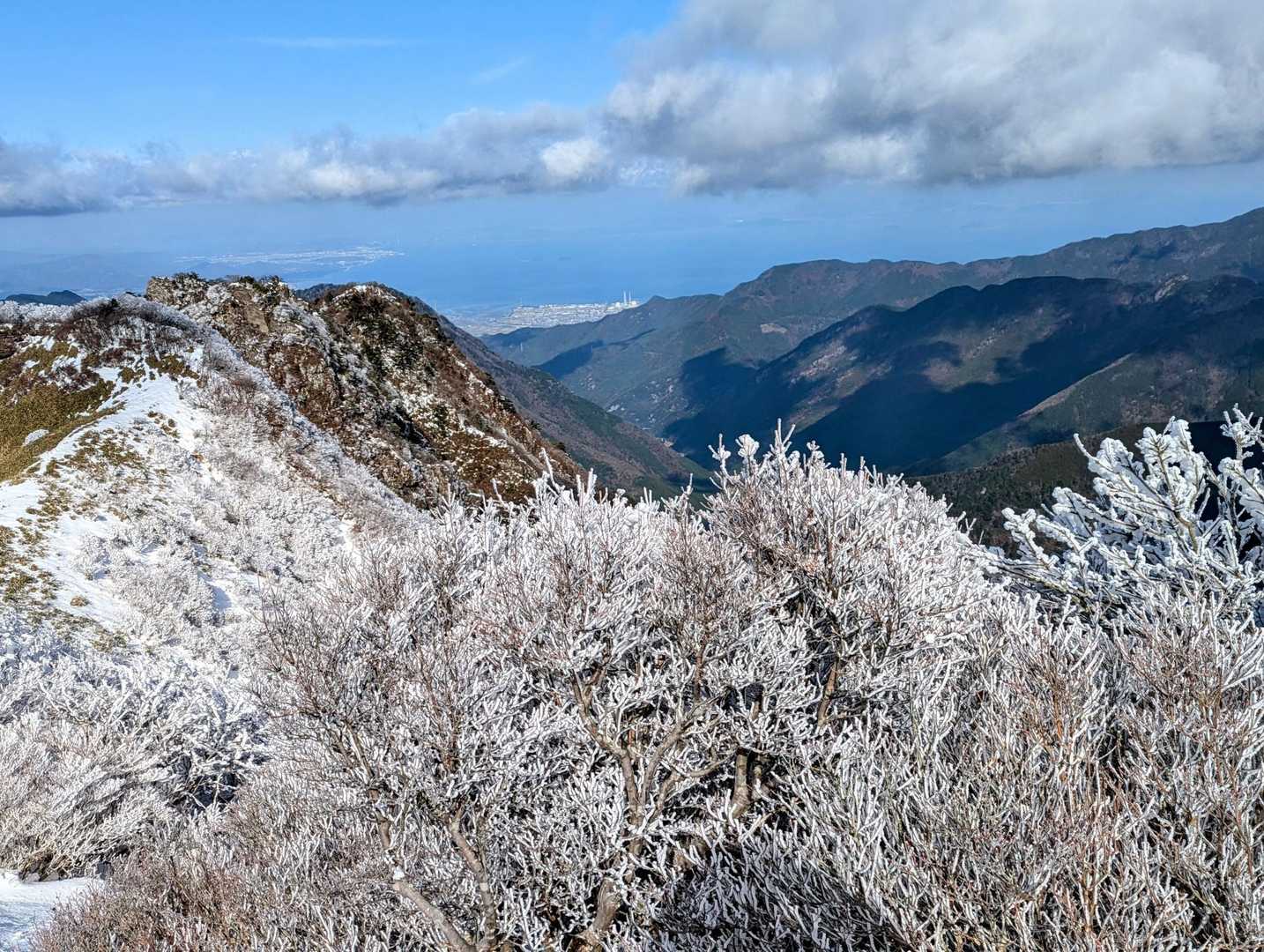 雪の華の向こうに瀬戸内海が見えます🤭