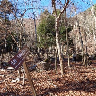湖畔の車道を5分ほど歩くと「本栖湖いこいの森キャンプ場」。冬季は閉鎖のようで入口にはロープが張られていましたが、敷地内から中ノ倉山への登山道が始まっています。管理棟？の左側から奥へ進みました。少しわかりにくい。そしてその登りがずーっと同じような斜度の坂道でキツかった