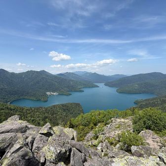 然別湖を見て下山