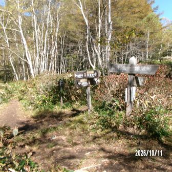 中分岐　右が鐘分岐へ
左が烏帽子岳