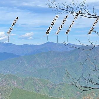 山頂から雲取山見えました！
