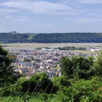 大井川の向こうに静岡空港が見える