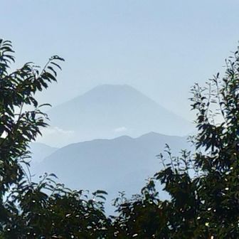 一丁平の展望デッキで富士山拝む