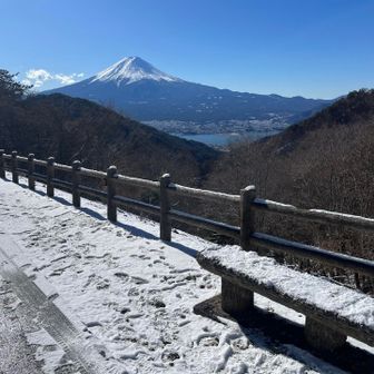 茶屋前で富士山を見納め。充実した山行であった。