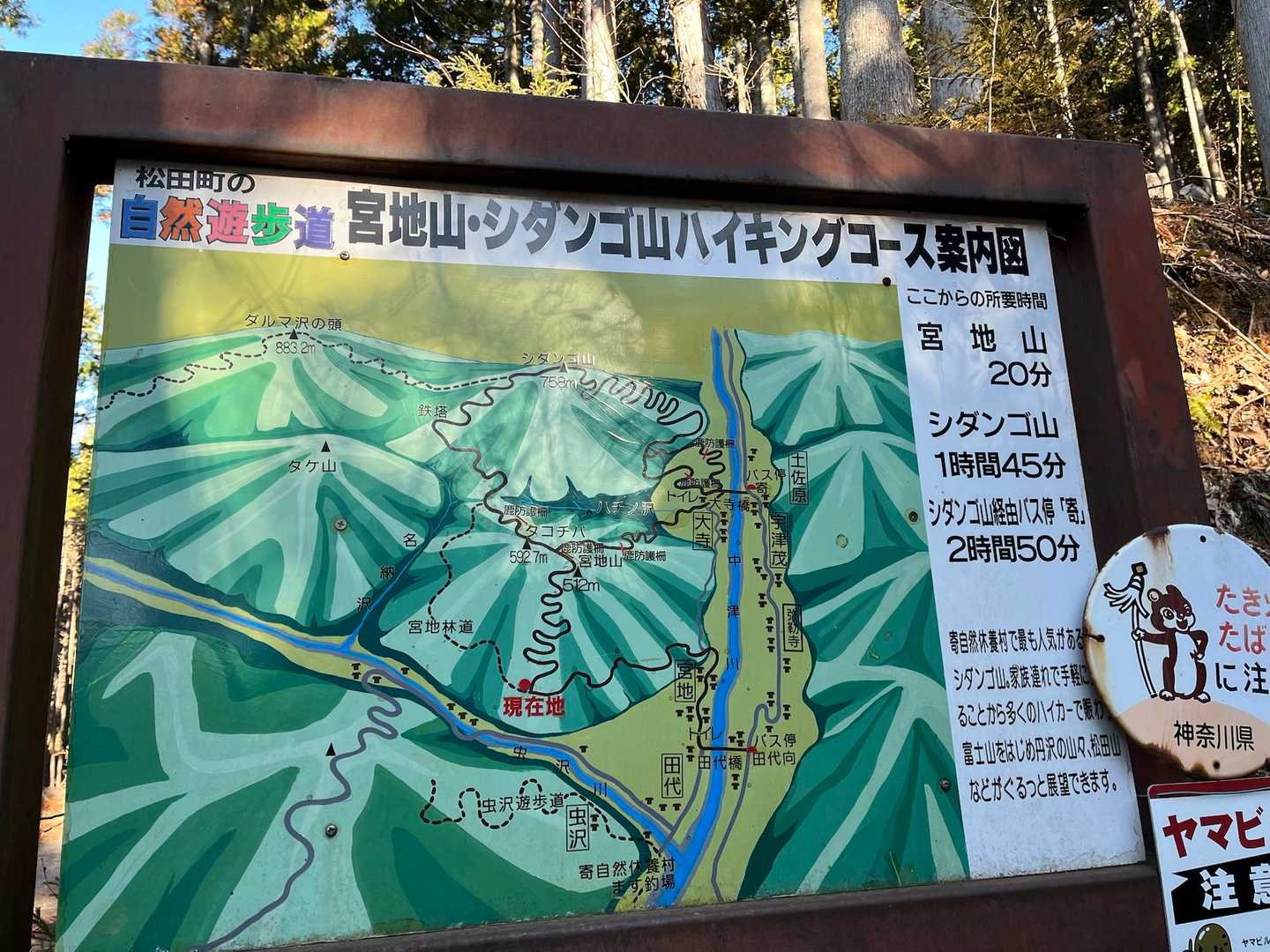 田代向バス停-タコチバ山-シダンゴ山-寄バス停 縦走コースの写真