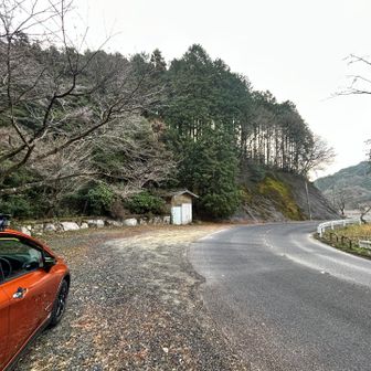 河内ダム湖横の登山口🥾すぐそばのスペースに🚗停めてスタート▶️