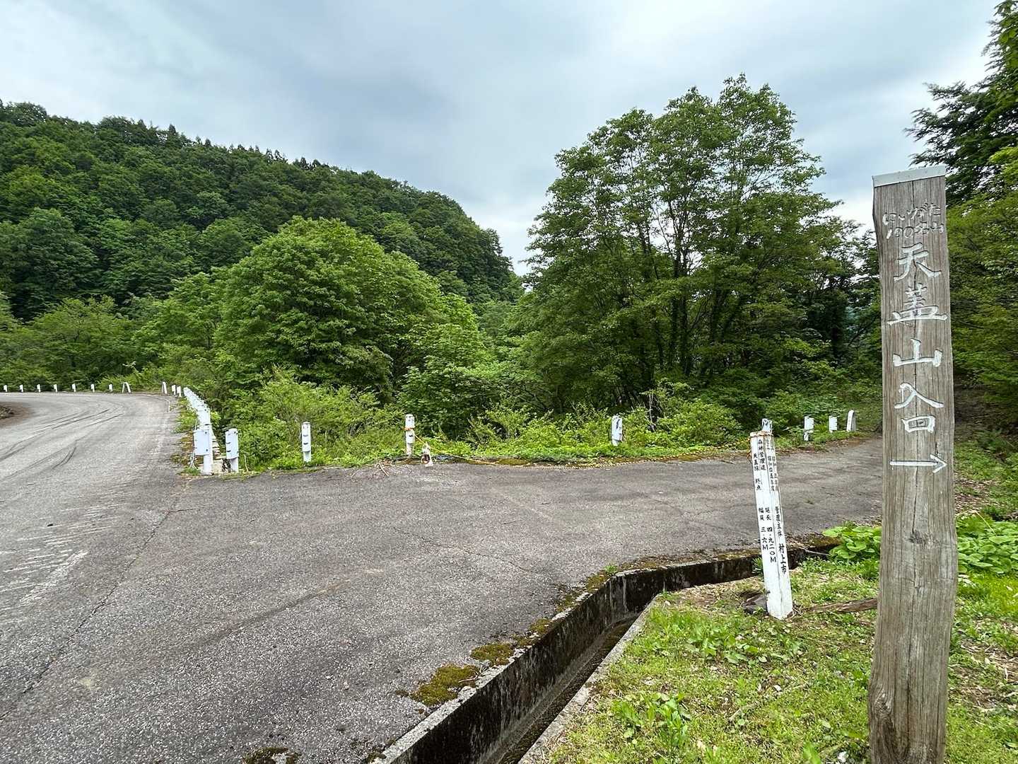 橋の脇に駐車して登山口まで林道を少し歩きます