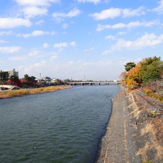 
宇治川を渡ります