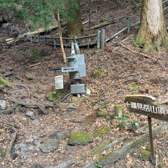 本殿左手から取り付くと登山届箱🥾
