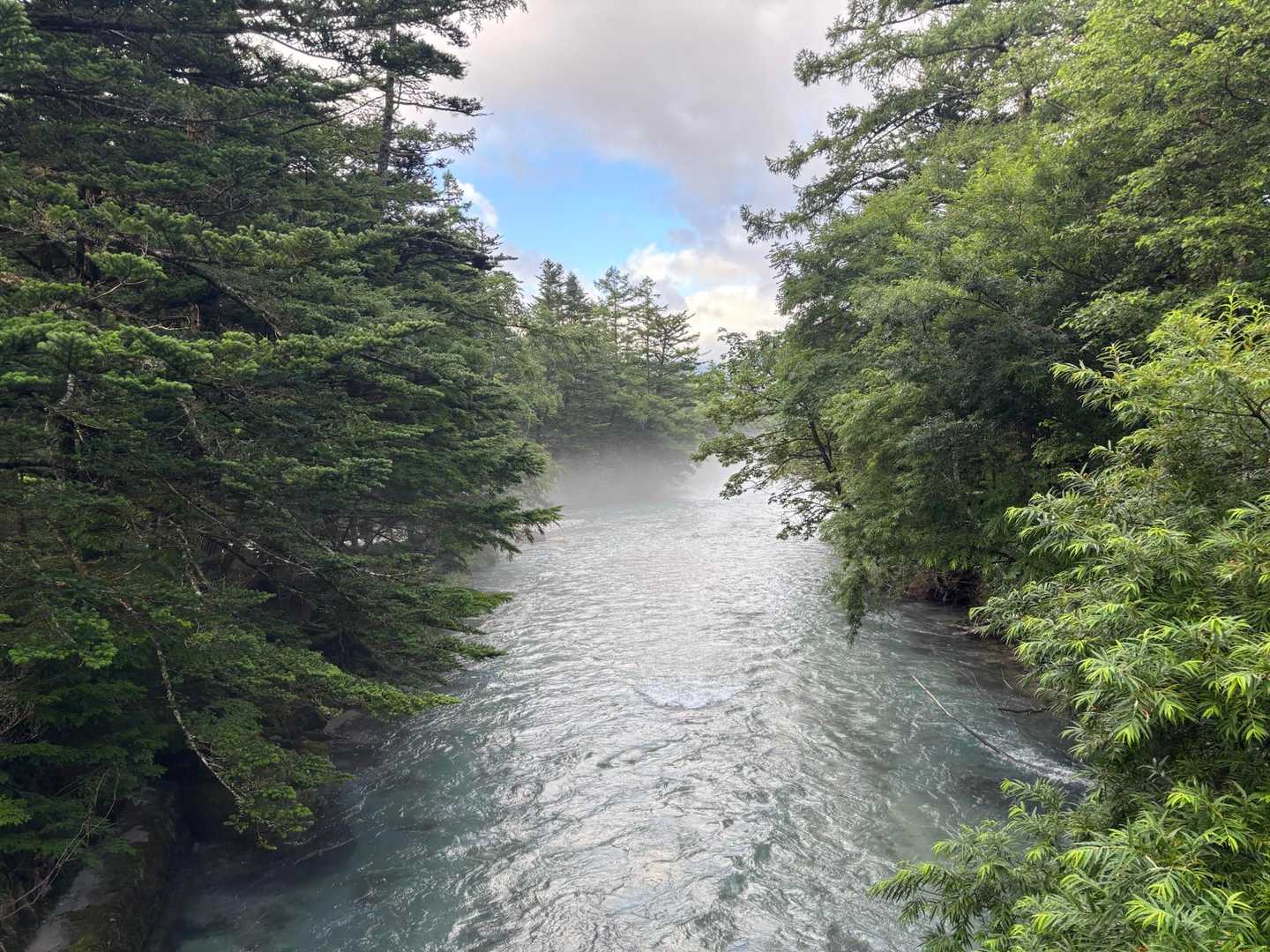 川霧のおかげでちょっと幻想的。