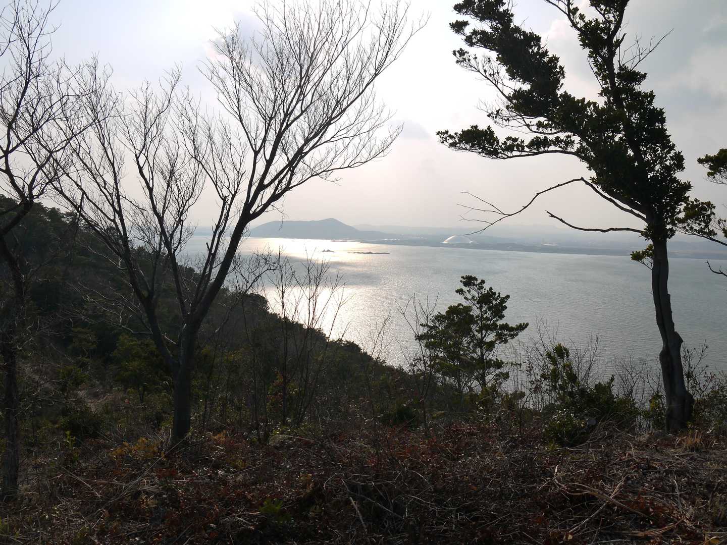 午前中にサッカーの練習を見ていたきららドームとその横に日の山が。