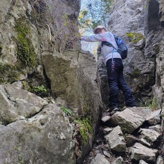 ひえぇ〜。
こんなんだったけ！
ハシゴを登るの！
通れるかしら？
後に来る仲間１人は通れるかなぁ？