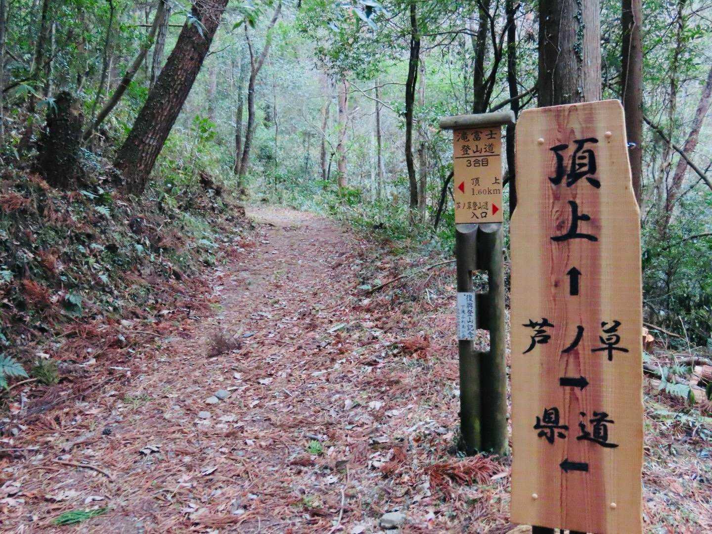 滝登山口との合流にも新しい看板✨