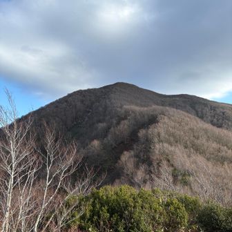 三沢山から振り返って見た面白山。
よくあそこまで行けたなー。
凄いぞ、自分！頑張った！頑張った！

とにかく最後まで無事に下山しなくちゃ。